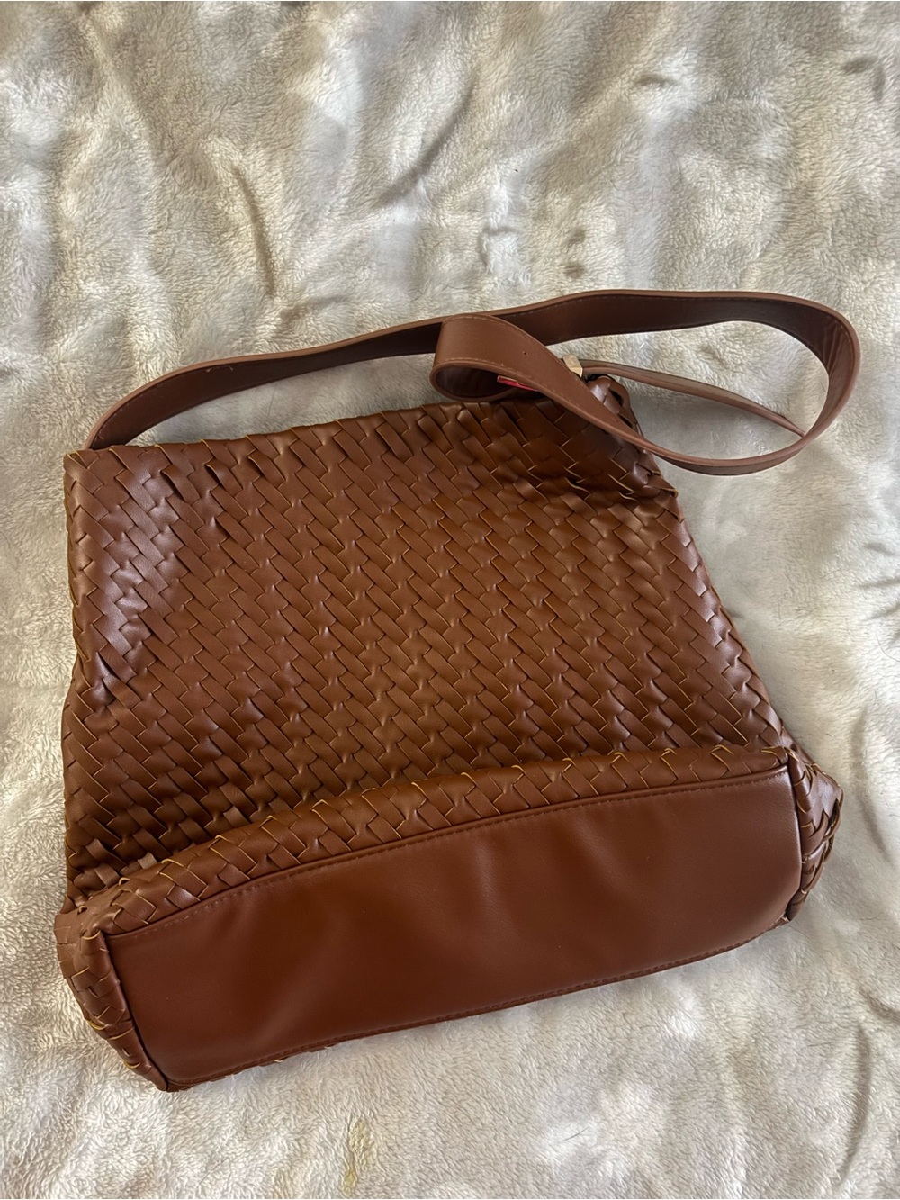 A New Day Woven Leather Shoulder Bag - Brown